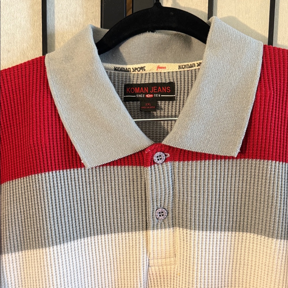 Koman Jeans Red and Gray Polo Shirt for Men
